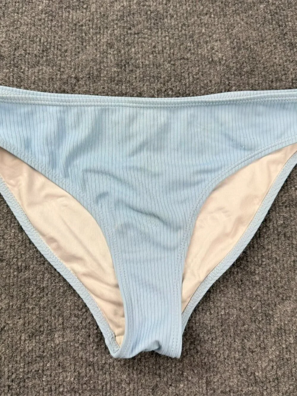 MIENQE Girls Swimsuit Bottom Light Blue Ribbed Size XL 160 Bikini Briefs Stain